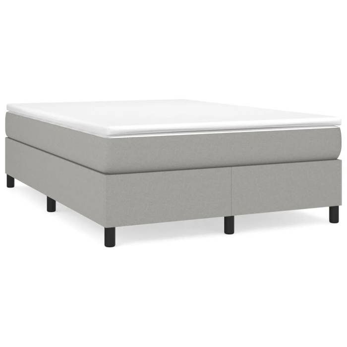 LIT - Lit 2 personnes - Cadre de lit à lattes Double gris clair 140x190 cm tissu - pour adulte BE8145839