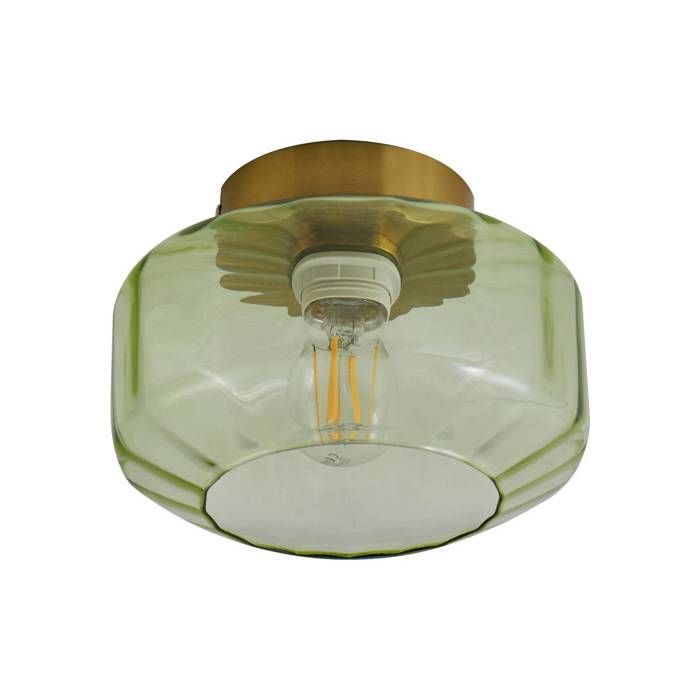 Plafonnier - Lindby - lampe de plafond - Verre - vert transparent laiton