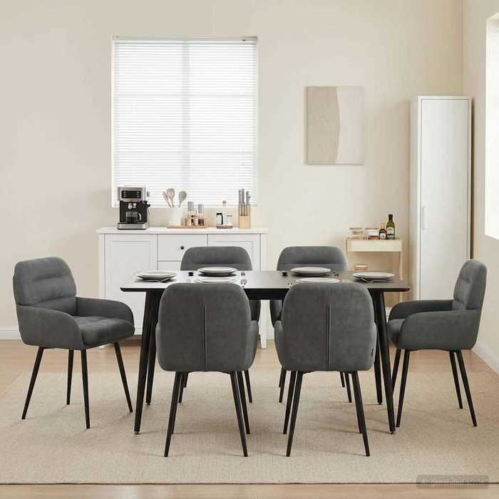 vidaXL Chaises de salle à manger 6 pcs Velours (V) Gris foncé 3428248