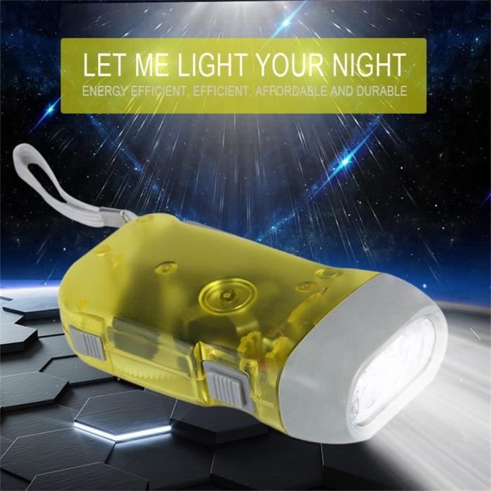 Lampe de poche dynamo à 3 LED lampe de camping à manivelle de presse à main