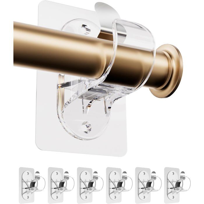 Supports autocollants tringle à rideau lot 8 sans perçage fixation transparente acier inoxydable plastique réglable 2 3 5 cm 9 kg