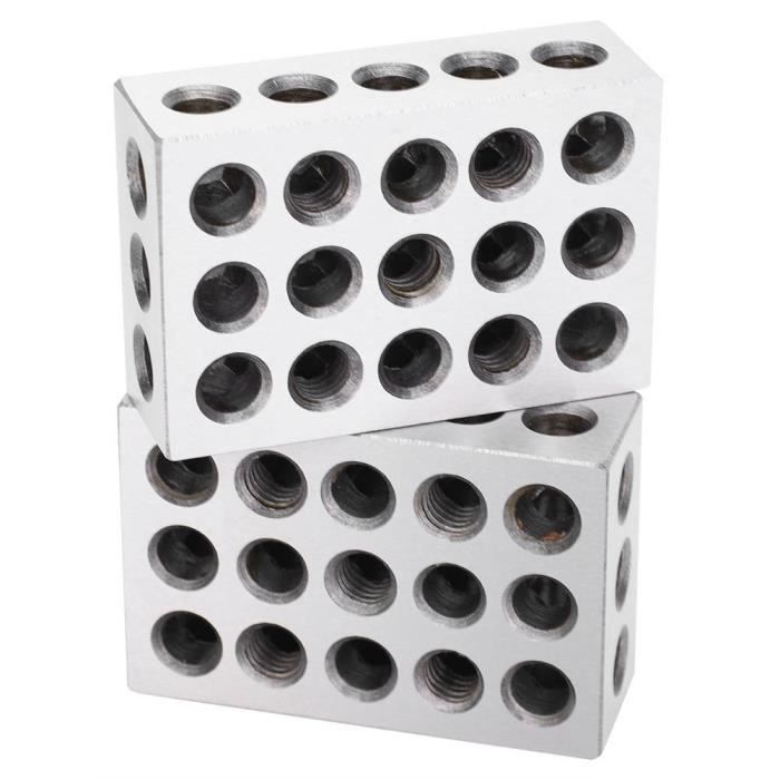 1-2-3 Blocs - ARAMOX - Lot de 2 - Acier Chromé - Précision 0,0002 in