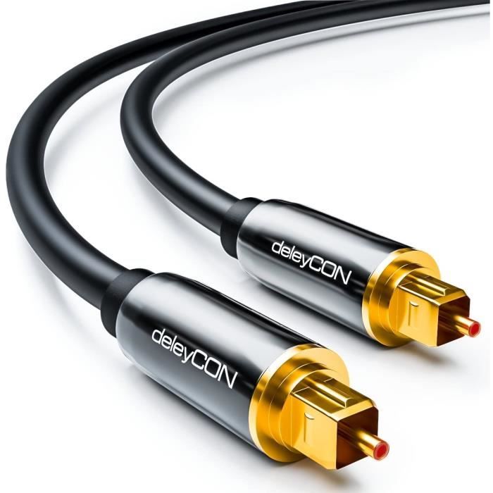 Câble Audio Optique KabelDirekt TOSLINK Slim 2m - Fibre Optique Mince Pour Barre De Son, TV, Xbox