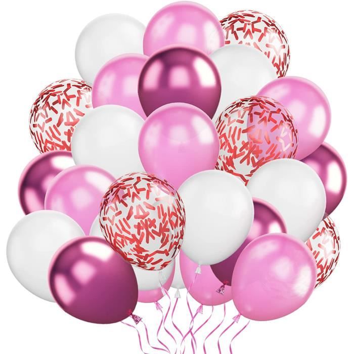 Rose et or rose - Bouquet de ballons confettis d'anniversaire - Lot de 9