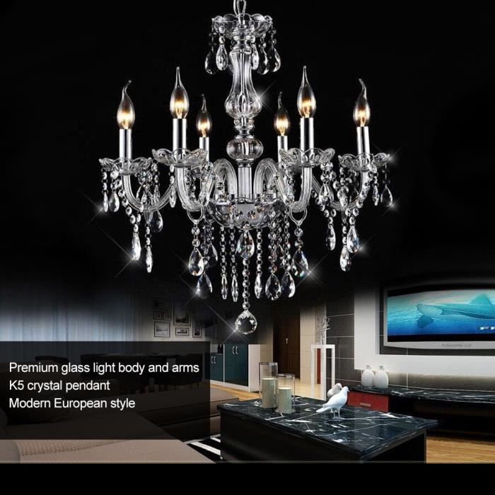 6 Arm K5 Plafonnier Lumiere Cristal Lustre Pendentif Lampe