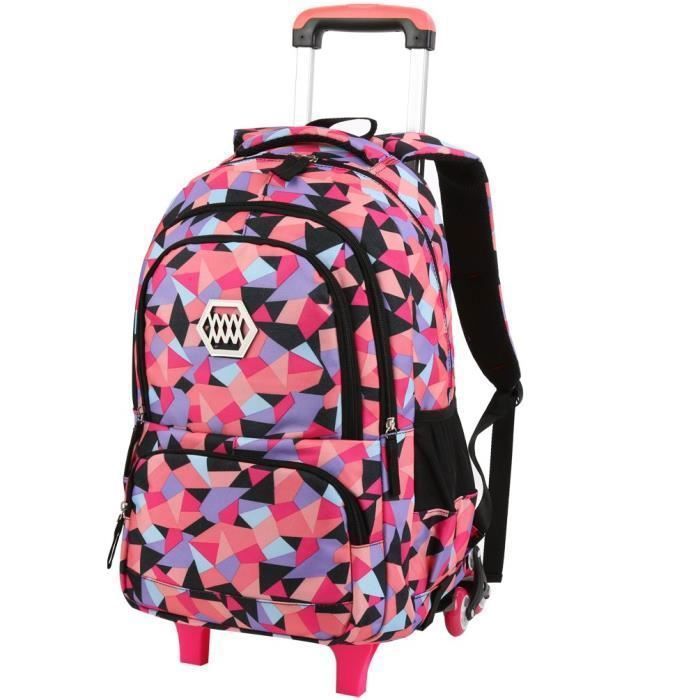 Cartable Fille a Roulette Sac à Dos Scolaire Enfant Primaire Oxford Imperméable