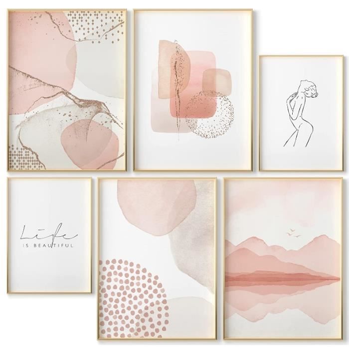 ENERLITES Lot De 5 Plaques Murales Décoratives Sans Vis