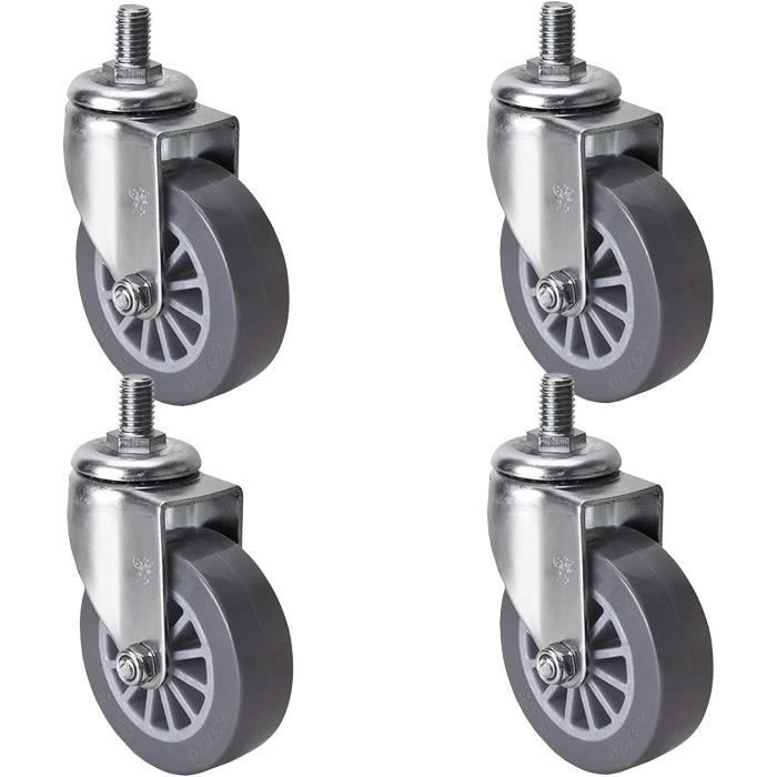 Roulettes De Chaise De Bureau Double Roue - Tige Filetée M10x14mm, 2 Pouces, Blanc | Par Uxcell