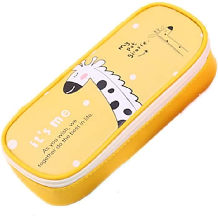 Trousse Scolaire En Silicone Extensible - Design Kawaii Animaux - Pour Filles Et Garçons - Fermeture éclair - 4