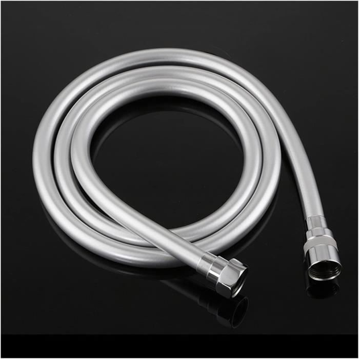 Flexible De Douche 40 Cm - Raccord 1/2" X 1/2" Avec Cône - Tuyau Argenté Facile à Nettoyer