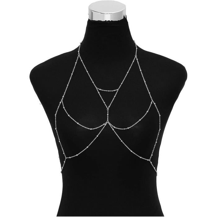 Atentuyi Collier De Perles Corps Chaîne Bikini Boho - Harnais Sexy Or Pour Femmes