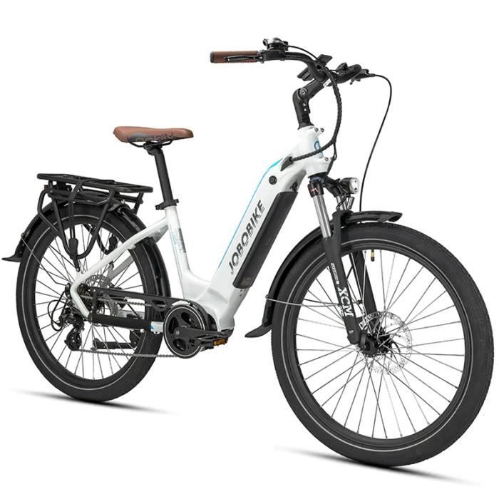 Vélo électrique JOBOBIKE Linda - Pneus 26 pouces - Moteur 250W BAFANG - Batterie LG 36V 14Ah - 150kg - Blanc