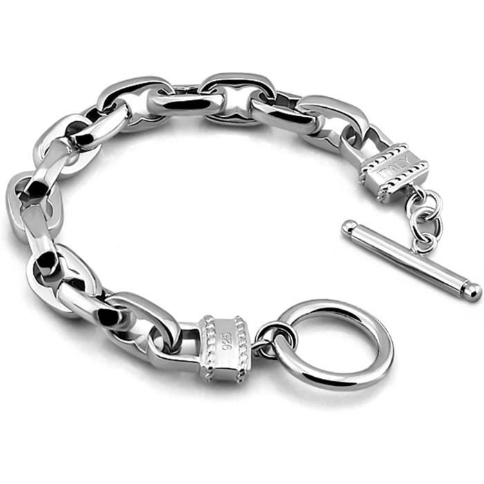 Bracelet Chaîne Argent 925 Avec Breloque - 8 Pouces (20cm), Bijou Mode Vintage, Parfait Pour Un Cadeau