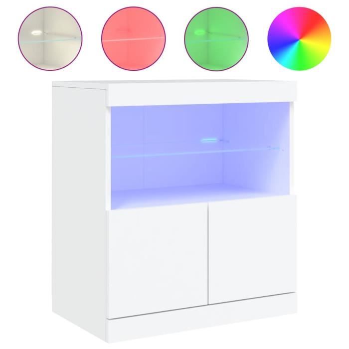 Buffet bas laqué blanc avec éclairage LED 60x37x67 cm