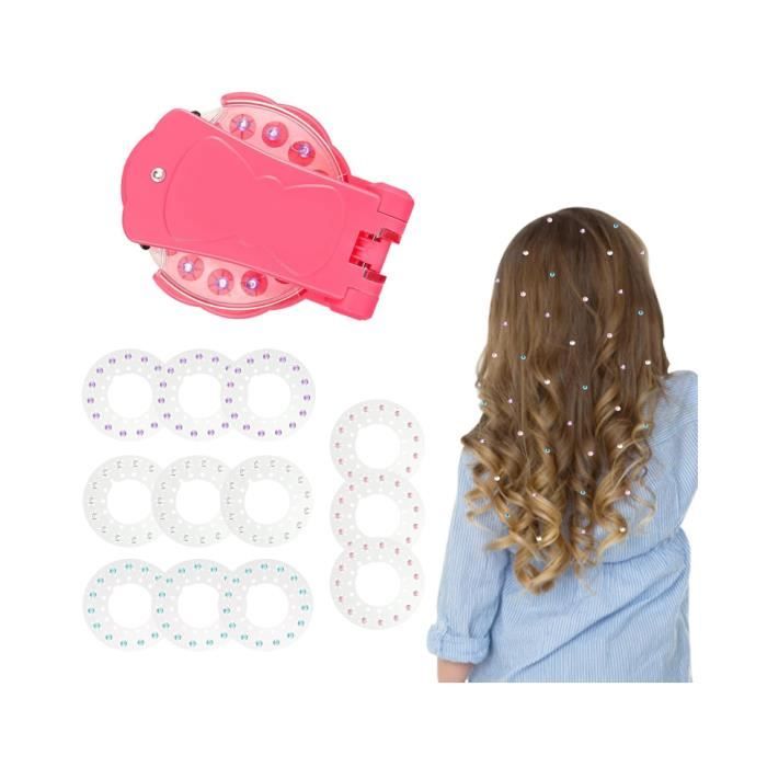HELOVGE Machine à Strass Cheveux – Kit Glam Styler Avec 180 Pierres Colorées – Bijoux Créatifs Pour Filles – Cadeau Mode Dès 5 Ans
