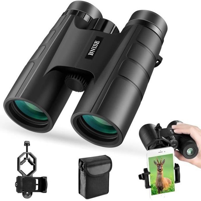 BNISE Jumelles Compact,Puissantes, Professionnelles, 10X42 HD, Lentilles BAK4 Prisme FMC Entièrement Multicouches,Pour L'observation