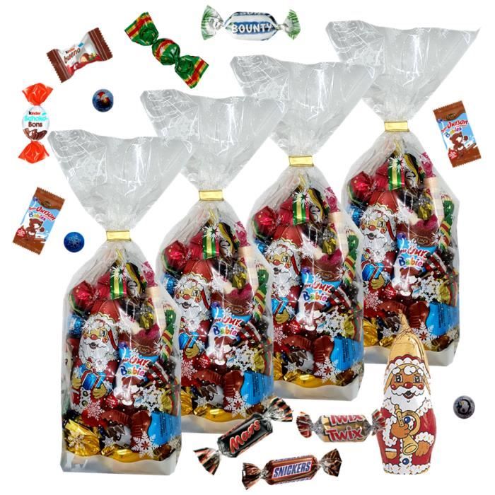 4 Sachets garnis de 35 chocolats de NOEL: mini KINDER