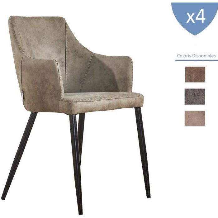 Lot De 4 Chaises De Salle A Manger Zarah En Simili Cuir Design