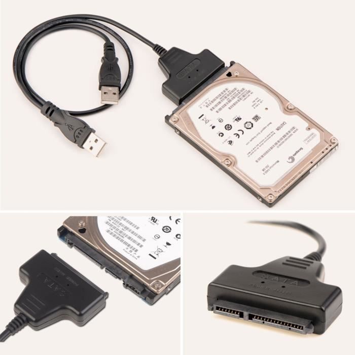 USB 2.0 vers SATA Convertisseur câble adaptateur 2,5” SATA HDD