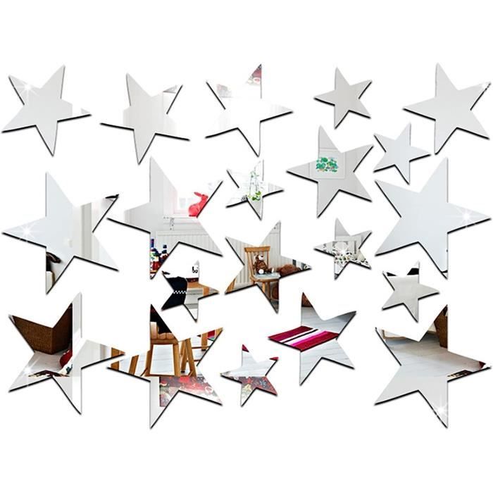 75 Stickers Miroirs étoiles Dorées - Autocollants Muraux Décoratifs Pour Salon, Chambre, Salle De Bain - Adhésif Amovible Sans Trace - 10