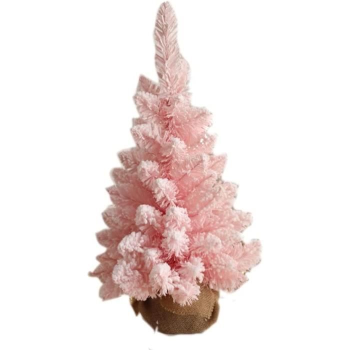 Sapin De Noël Décoratif Miniature Oshhni – 30 Cm En PVC Et Lin – Orné De Flocons De Neige – Pour Bureau Ou Maison - 6