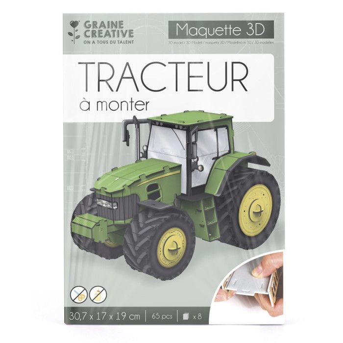 Puzzle 3D maquette - Tracteur - 30 7 x 17 x 19 cm - 65 pcs - Graine Creative on a tous du talent Puzzle 3D maquette - Tracteur - 30 7 x 17 x 19 cm - 65 pcs - Graine Creative on a tous du talent