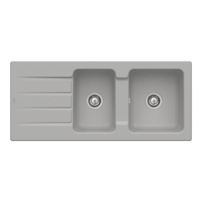 Evier 1 bac et demi 116 x 51 cm VILLEROY ET BOCH Architectura 80 Fossile