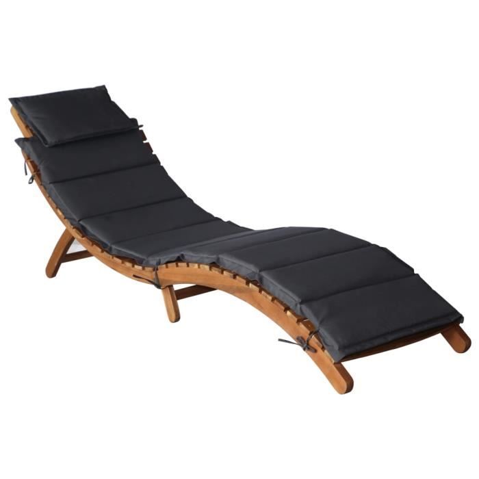 Transat Jardin De Bain Chaise Longue Exterieur Fauteuil Relax Avec Coussin Bois D Acacia Solide Gris Fonce Achat Vente Chaise Longue Transat Jardin De Bain Chaise Cdiscount