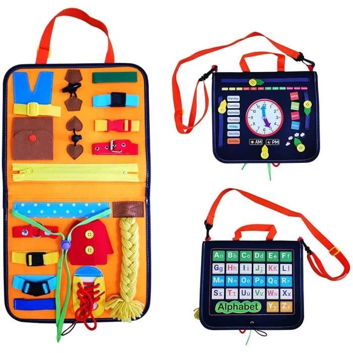 Jouet éducatif - Montessori - Busy Activity Board - 17 jeux dhabillage - Pour enfants de 1 à 3 ans - Mixte