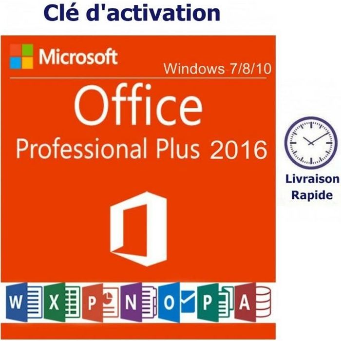 Microsoft Office 2016 professionnel Pro Plus Français Clé Licence d'activation