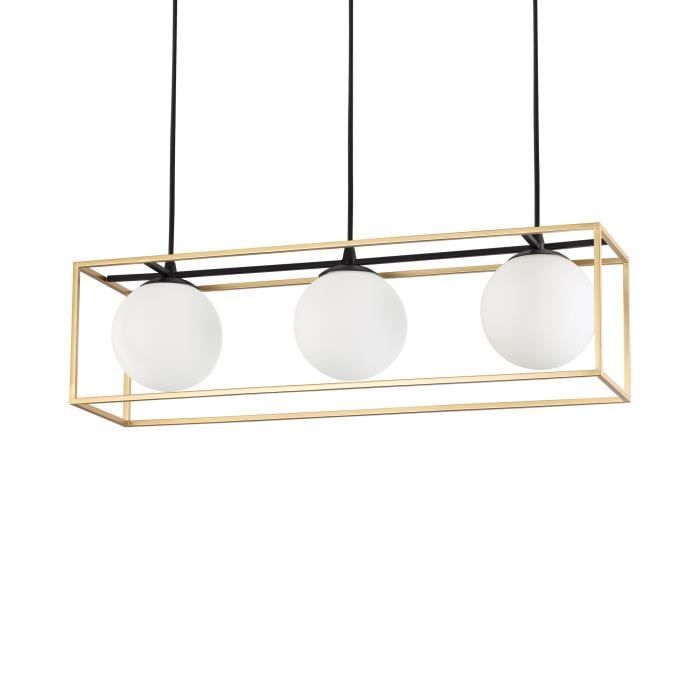 IDEAL LUX  Lingotto - Suspension &agrave; 3 ampoules au fini laiton antique