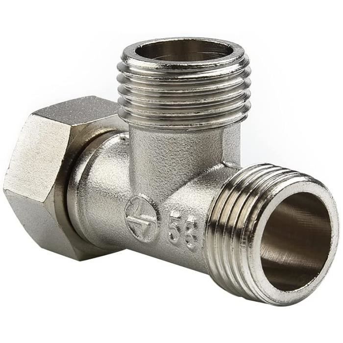 robinet de bidet de toilette Raccord de tuyau en laiton chromé pour tuyau de valve angulaire bras de douche de bain NC G1/2 Vanne d'inverseur Adaptateur T 3 voies 