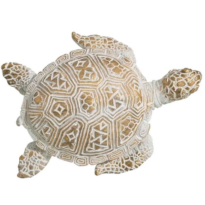 Statuette Tortue Doree Et Blanche En Resine 13 5 Cdiscount Maison