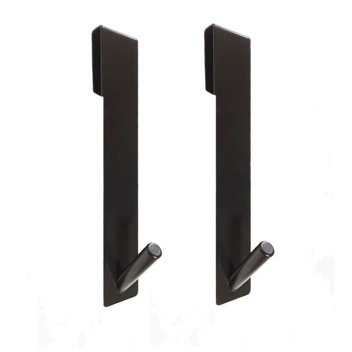 Crochets de porte - Inox - 2 Pcs - Noir - Installation sans perçage - Design contemporain
