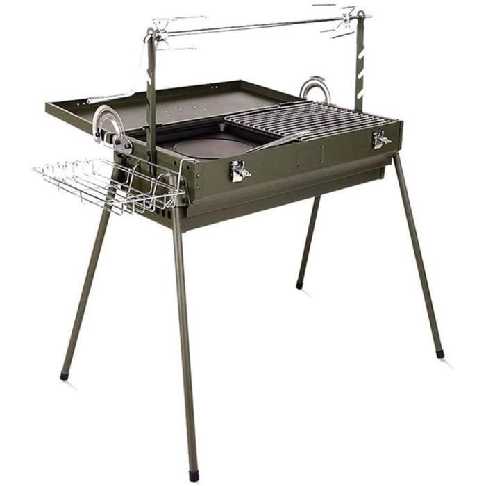 Poêle à Charbon Portable En Fonte – Barbecue Extérieur SP10, Argent