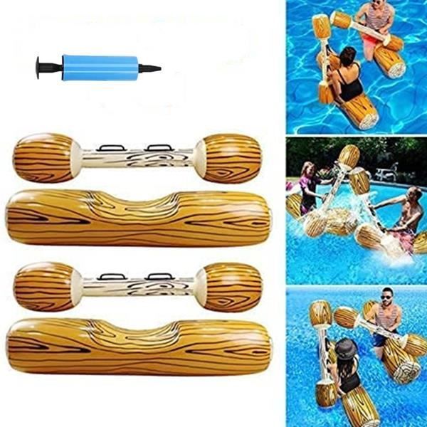Lot Jouet Flottant Gonflable – 2 Lignes, 2 Bâtons Et 1 Bouée Donut 80 Cm, PVC, Capacité 100 Kg, Piscine/plage