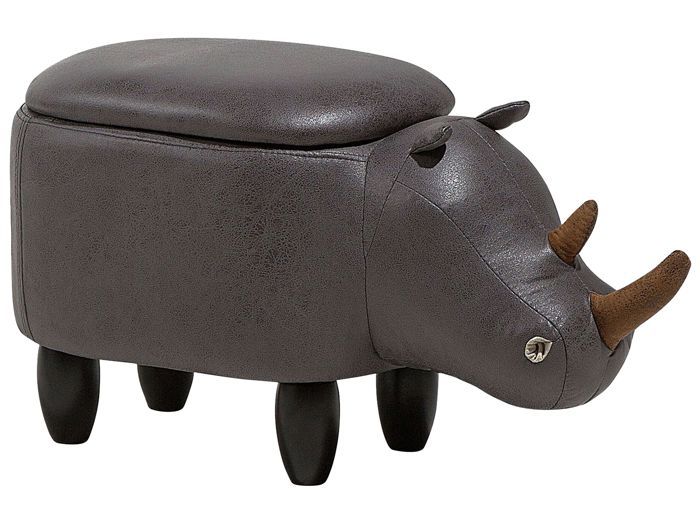 beliani - tabouret enfant en simili-cuir gris foncé rhino