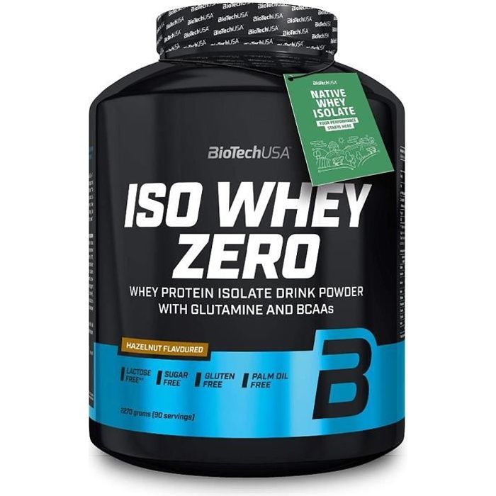 Iso Whey Zero 2.27kg NOISETTE Proteine ISOLATE 2270g Biotech USA