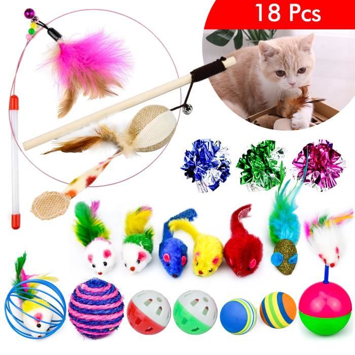 Comparer les prix de Ensemble Jouets Chat, Kit 18 PCS Jouet Chats,Jouet pour Chat Animaux - Interacti pour l'intérieur Chats et Chatons