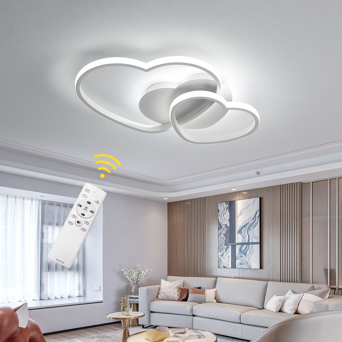 Plafonnier LED Moderne Dimmable Lustre de Plafond pour Salon Chambre, Blanc  [Classe énergétique E] - Cdiscount Maison