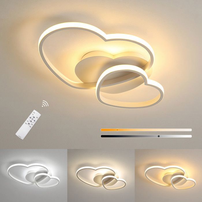 DELIPOP plafonnier chambre - 42W luminaire plafonnier LED dimmable pour chambre denfants - Lustre Plafond design de coeur - Blanc