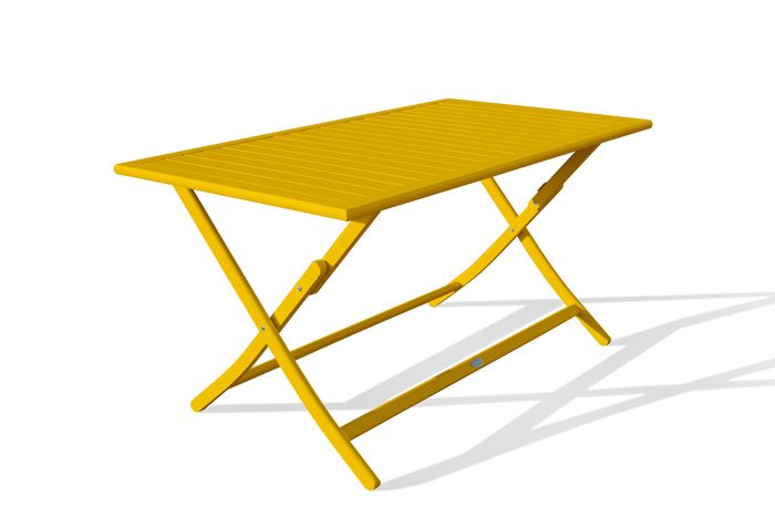 table de jardin pliante marius (140x80 cm) en aluminium - moutarde