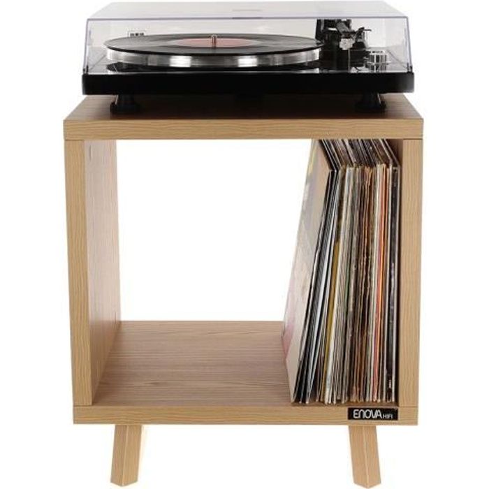 Meuble HiFi - ENOVA - VINYLE LOVER SWE - Bois - Vintage - Rangement disques vinyles