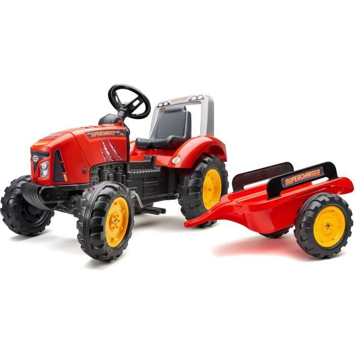 FALK Tracteur p dales Supercharger rouge avec capot ouvrant et