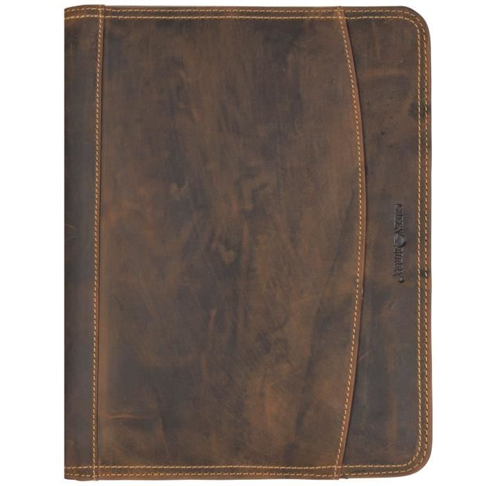 Classeur Vintage Greenburry 1787D-25 En Cuir Véritable - Format A4, Marron, Avec étiquettes, Neuf