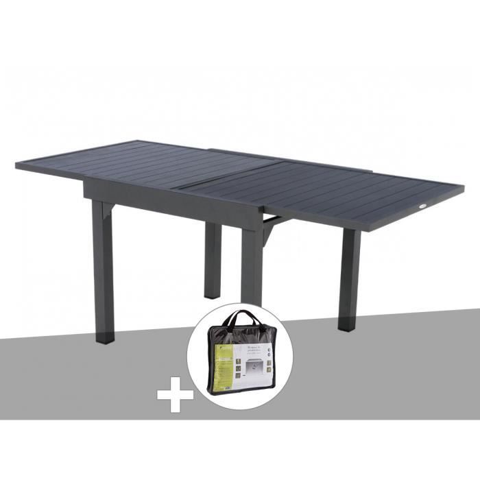 Table Extensible Rectangulaire Alu Piazza 4 8 Places Graphite Avec