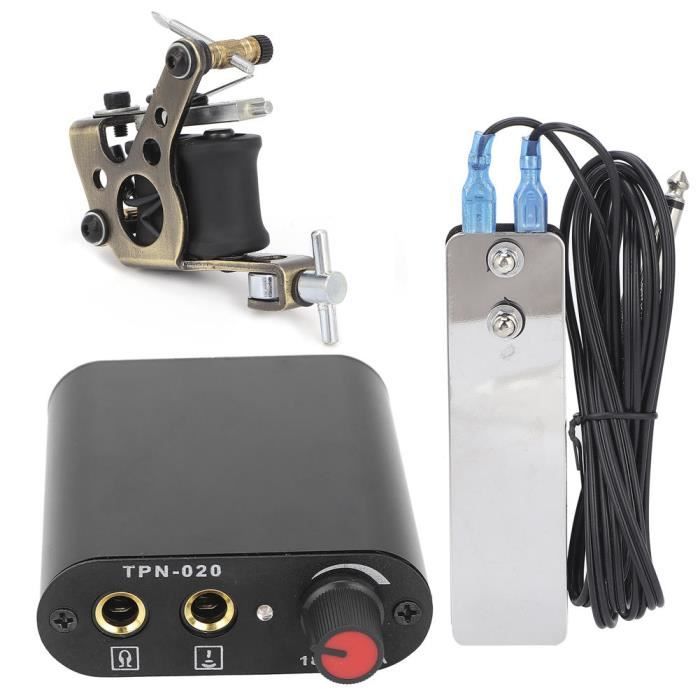 Hililand Machine à tatouer Shader Machine à tatouer professionnelle en bobine 10 Wrap Tattoo Kit