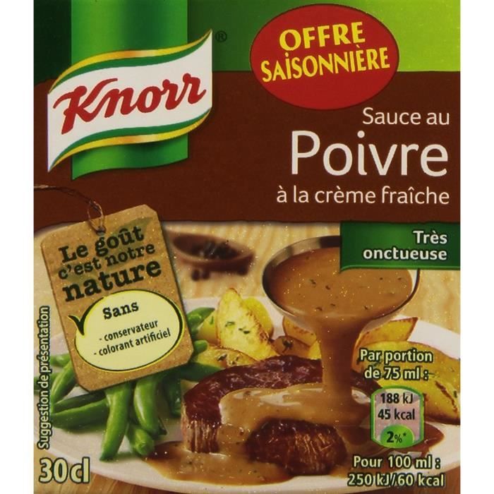 Knorr Sauce au Poivre à La Crème Fraîche La Brique 30 cl Cdiscount Au