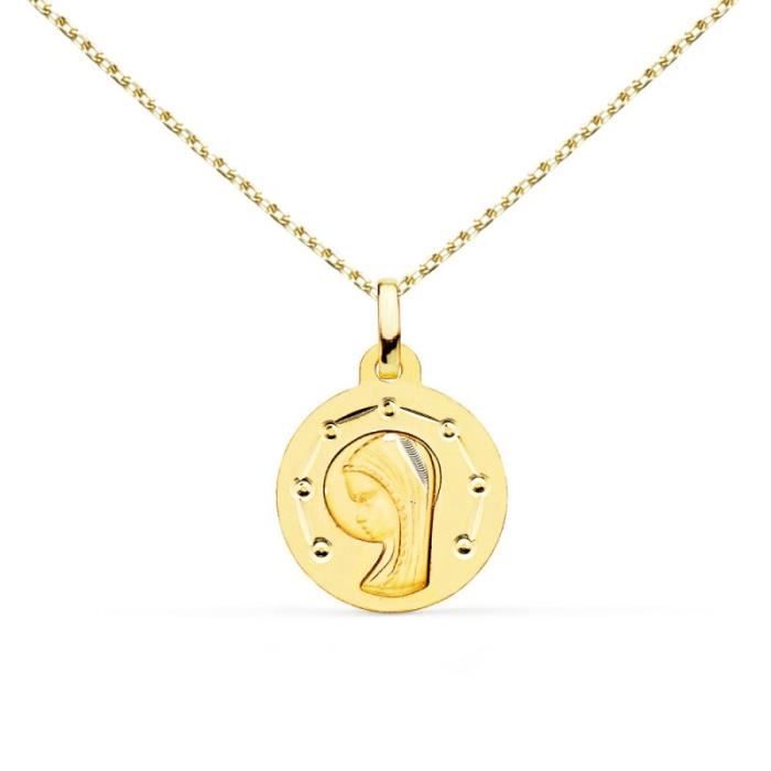 Meilleurs prix pour Collier - L'ATELIER D'AZUR - Médaille Vierge Or Jaune - 1.50cm - 1.25 gr - Chaîne Forçat 45cm Dorée