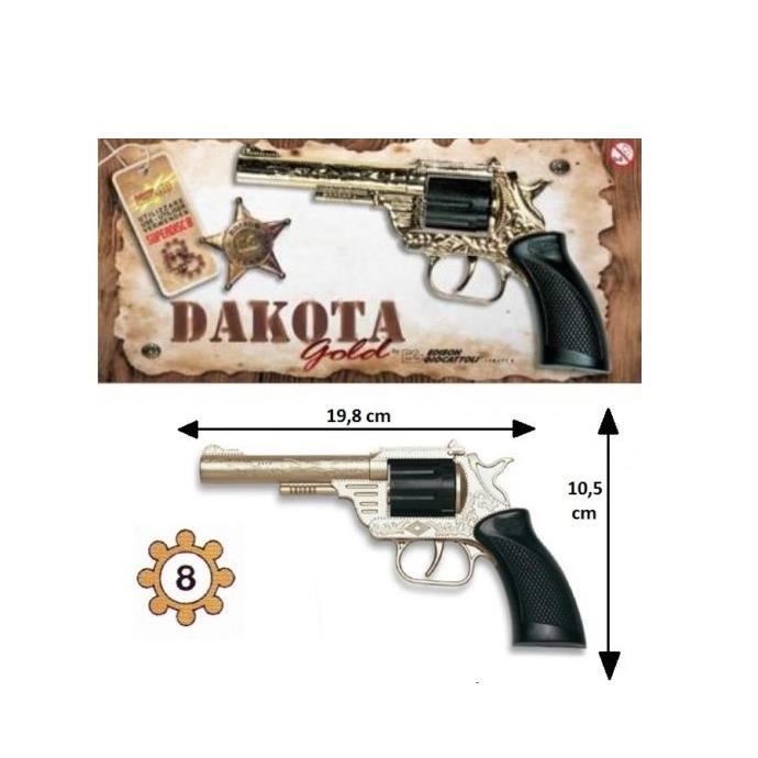 Jouet Pistolet Dakota Gold + Amorce 8 Coups Pistolet 19,8 cm Colt